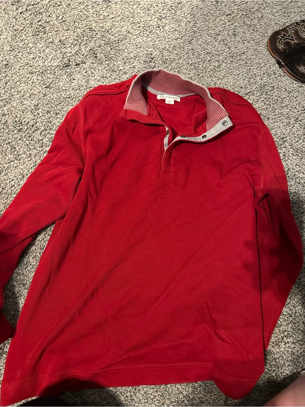 Cutter & Buck Red Long-Sleeve Quarter Zip Polo